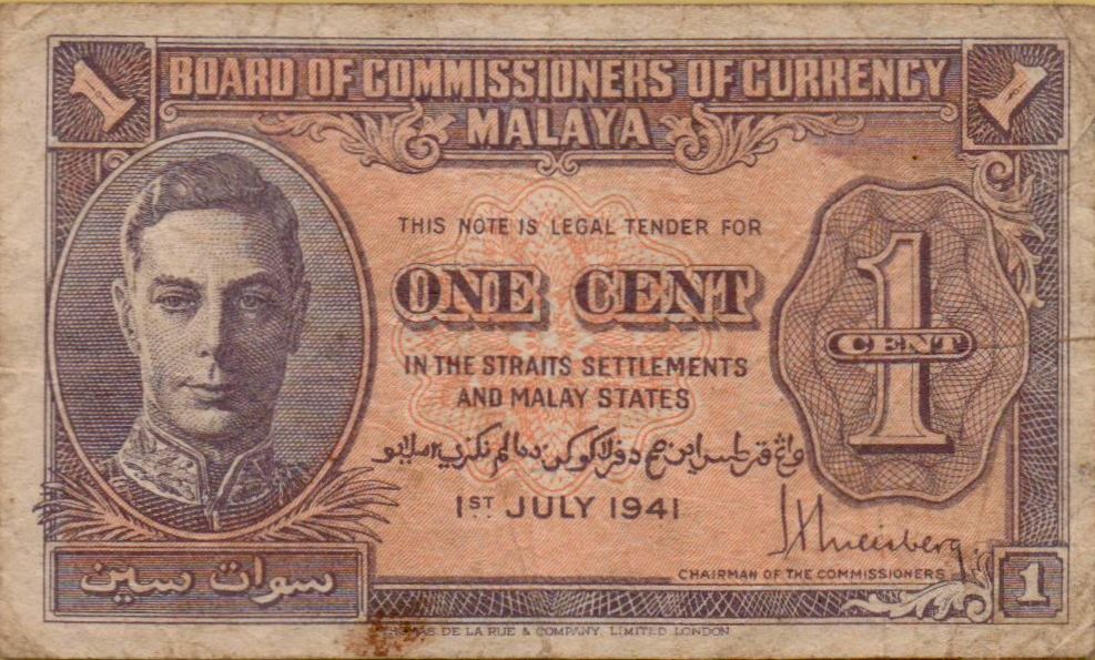 Malaya 0.01 1941 VF P-6